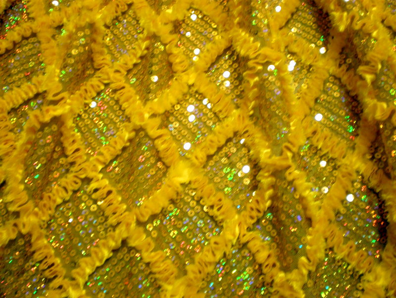 3.Yellow Diamond Shape Sequins With Ribbon